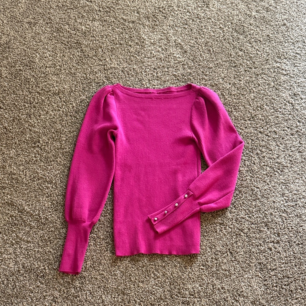 Ann Taylor Vibrant Pink Crew Neck Sweater